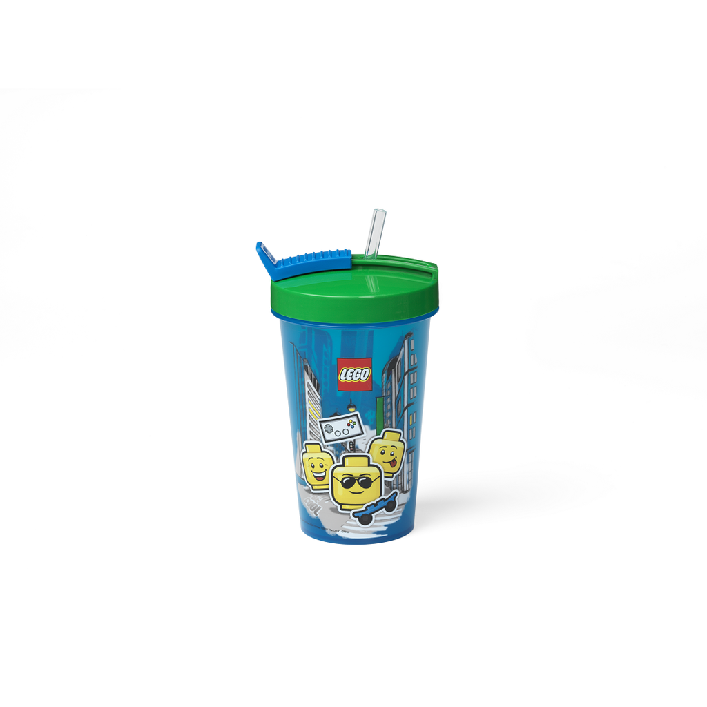 LEGO Tumbler with Straw Transparent Blue (Iconic Boy)