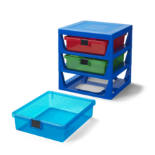LEGO organizér s tromi zásuvkami - modrá