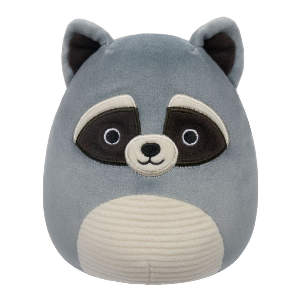 SQUISHMALLOWS Rocky the Grey Raccoon W/White Corduroy Belly