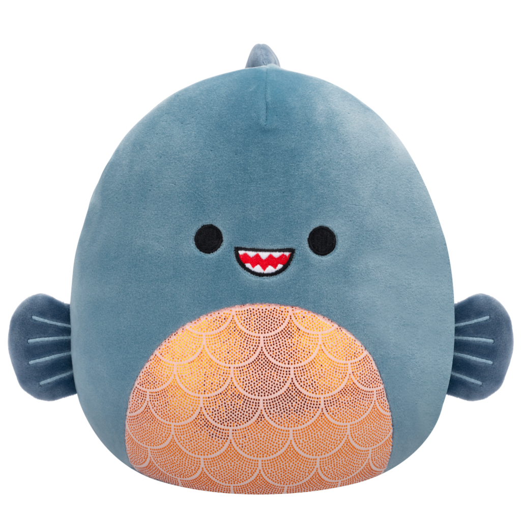 SQUISHMALLOWS Kurtz the Dark Grey Teal Piranha W/ Orange Belly