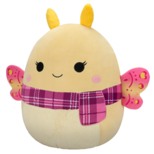 SQUISHMALLOWS Miry the Yellow Moth W/Pink Plaid Scarf, 50 cm
