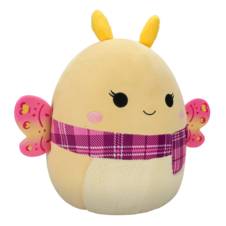 SQUISHMALLOWS Miry the Yellow Moth W/Pink Plaid Scarf, 50 cm