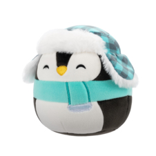 SQUISHMALLOWS Luna the Black Penguin W/Teal Hat and Scarf