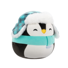 SQUISHMALLOWS Luna the Black Penguin W/Teal Hat and Scarf
