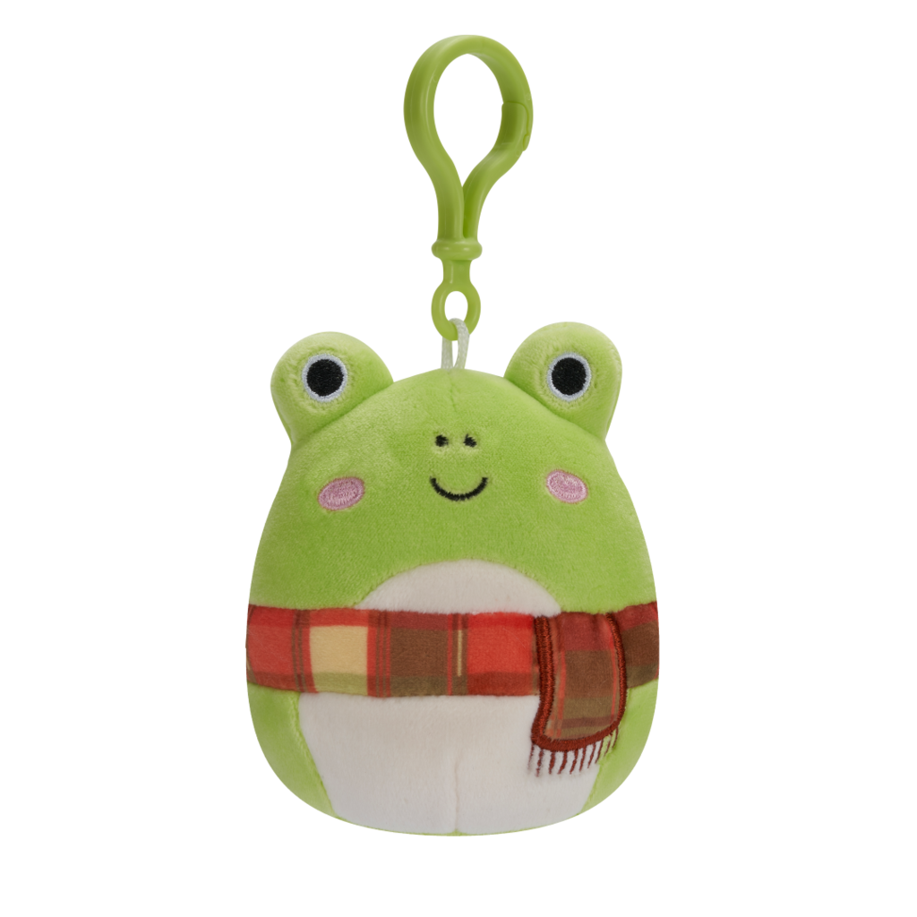 SQUISHMALLOWS Clip-On Wendy the Green Frog W/Plaid Scarf
