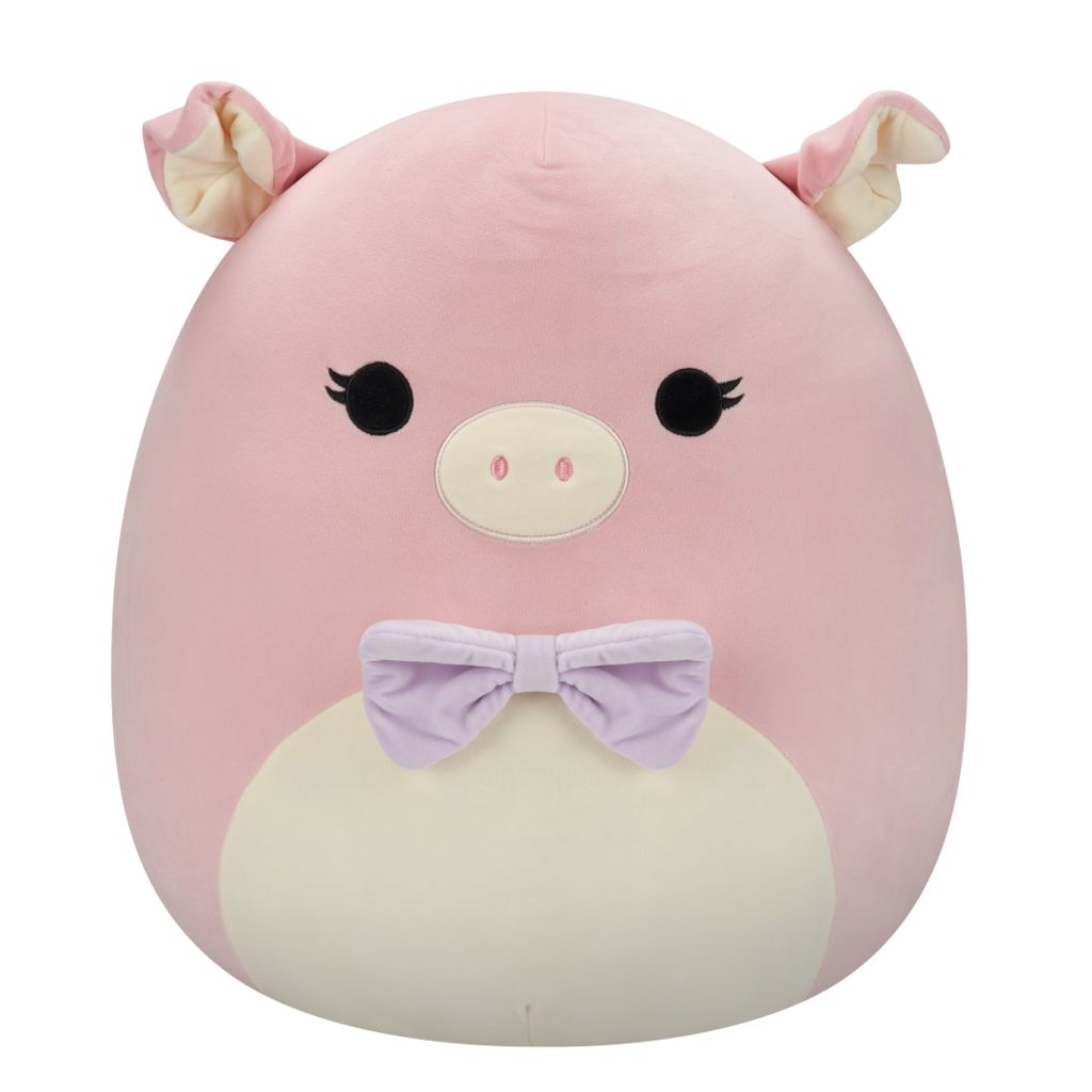 SQUISHMALLOWS Hettie the Pink Pig W/Purple Bow Tie, 50 cm