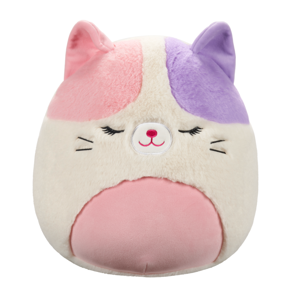 SQUISHMALLOWS Fuzzamallows Nell the Pink and Purple Calico Cat, 30 cm