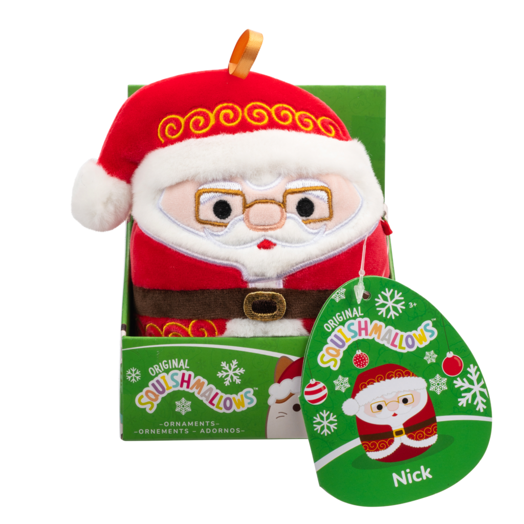SQUISHMALLOWS Ornament plush Nick the Santa W/Glasses, 10cm