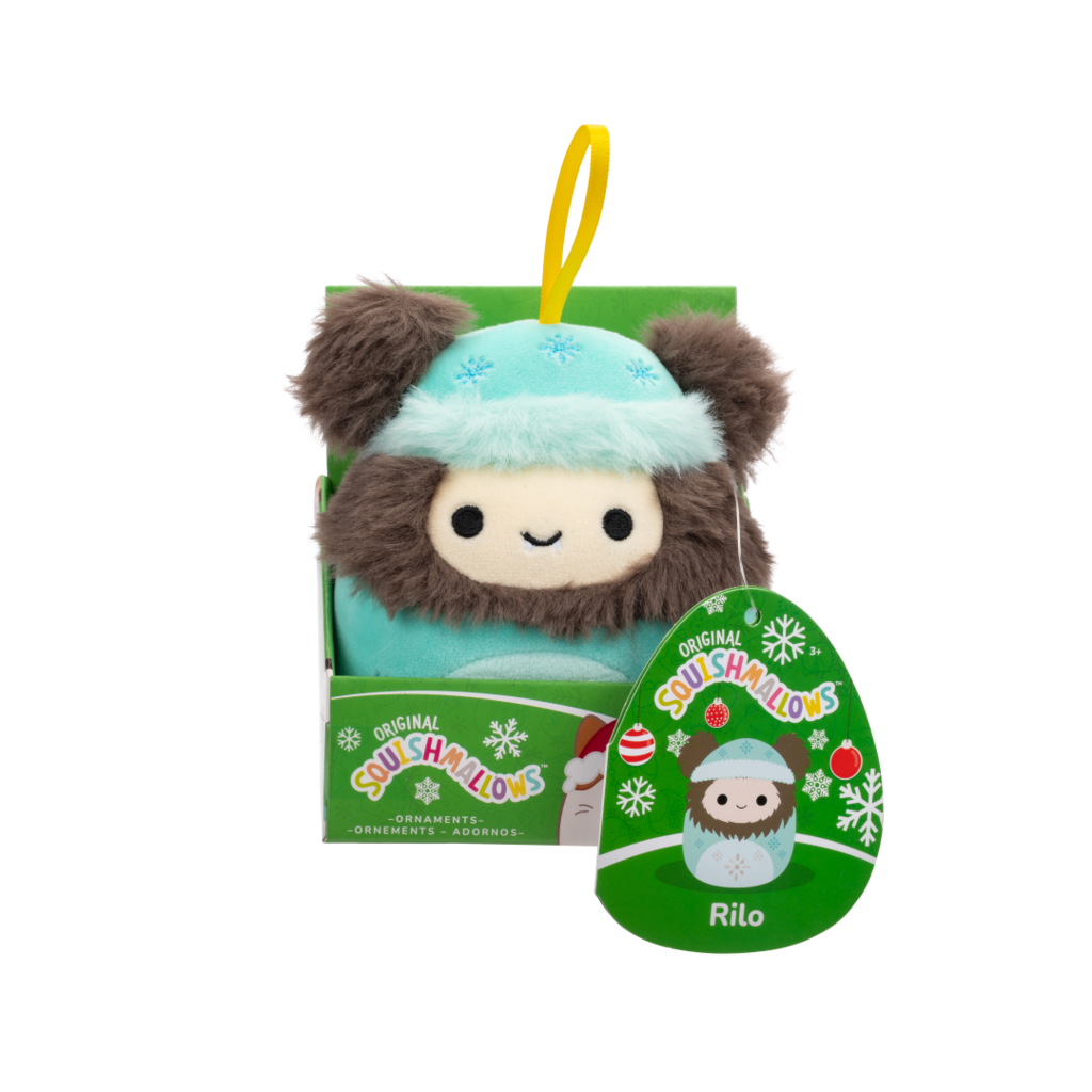 SQUISHMALLOWS Ornament plush Rilo the Brown Yeti W/Mint Snowsuit, 10cm