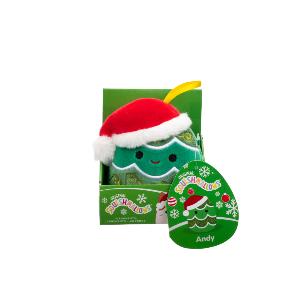 SQUISHMALLOWS Ornament plush Andy the Christmas Tree W/Santa Hat, 10cm