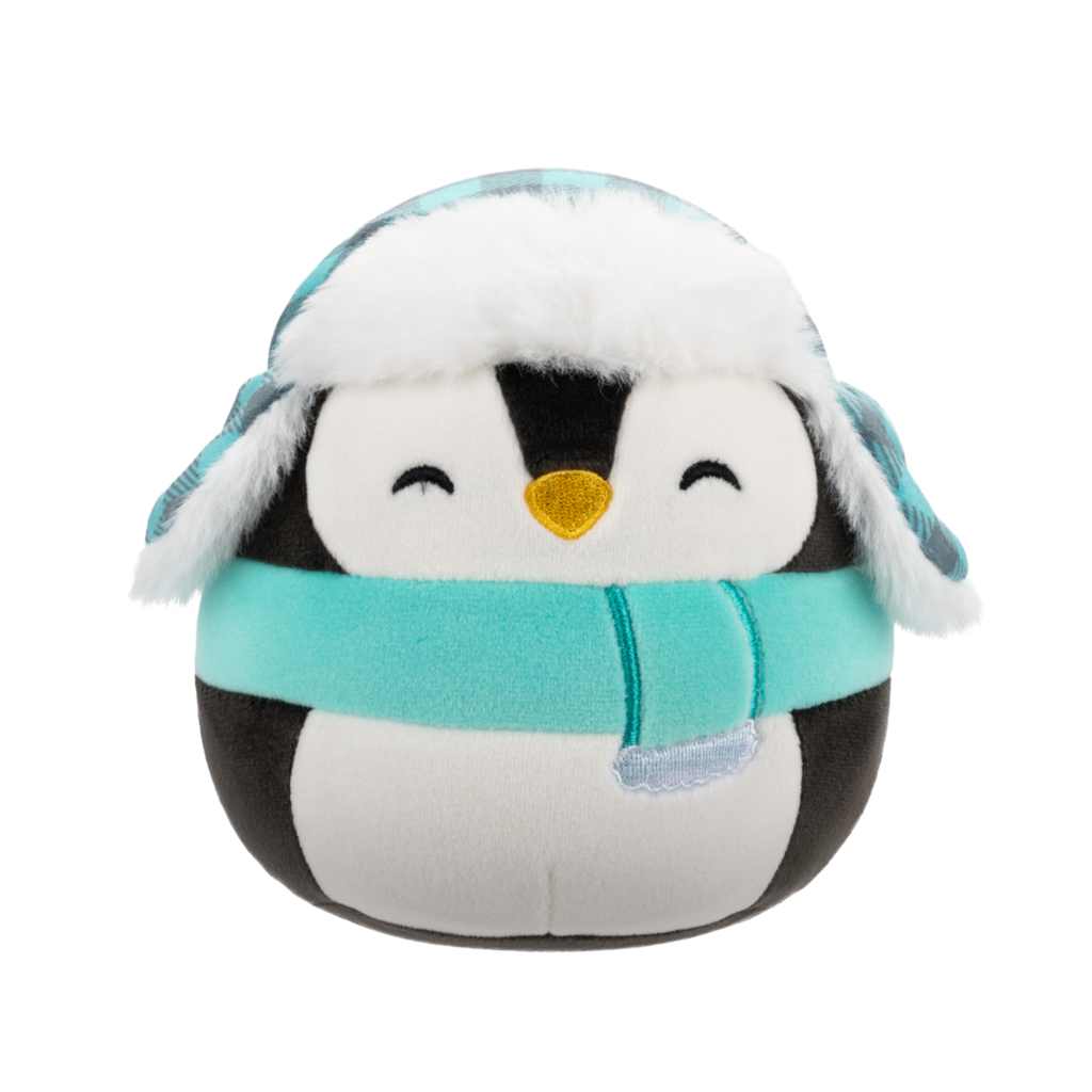 SQUISHMALLOWS Luna the Black Penguin W/Teal Hat and Scarf