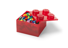 LEGO Storage Brick 4 Top Lid - Translucent Red