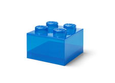 LEGO úložný box 4 s vekom - priehľadná modrá
