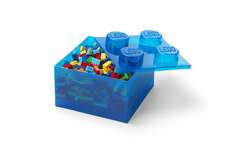 LEGO úložný box 4 s vekom - priehľadná modrá
