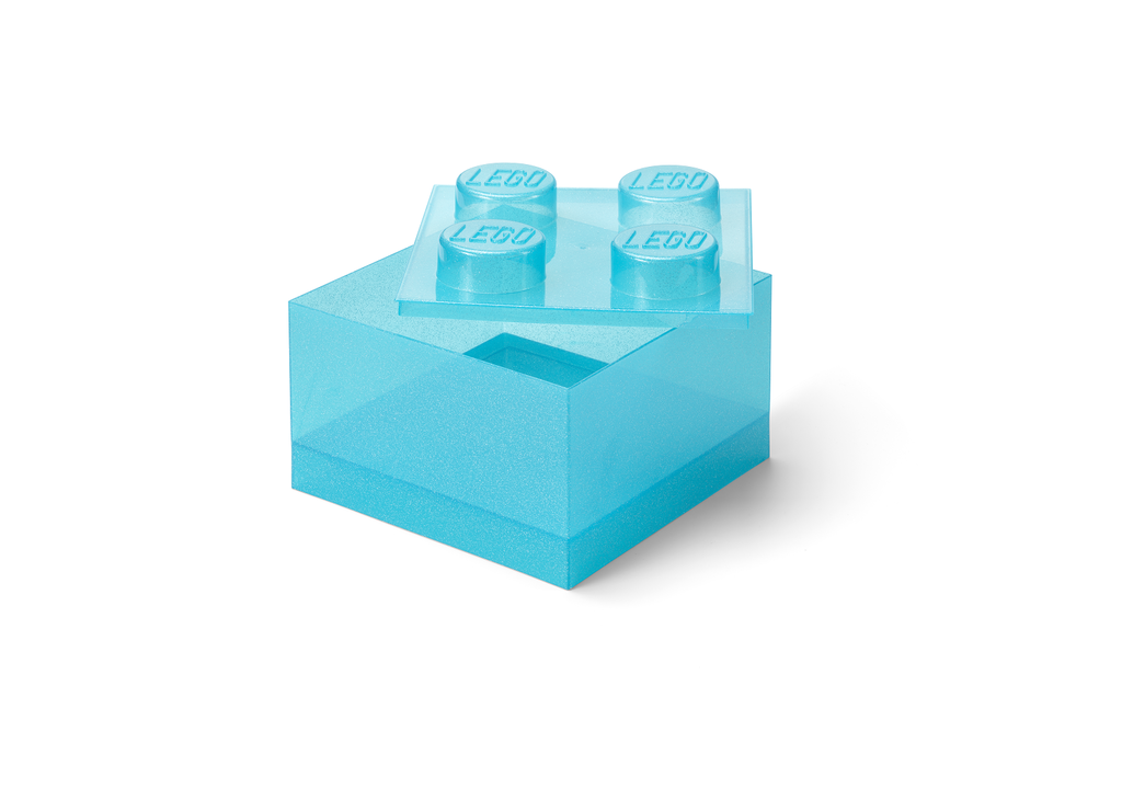 LEGO Storage Brick 4 Top Lid - Glitter Light Blue
