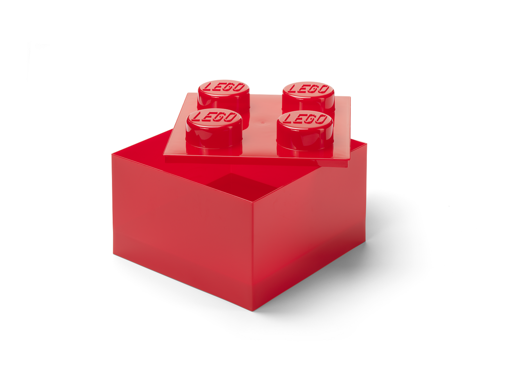 LEGO Storage Brick 4 Top Lid - Translucent Red