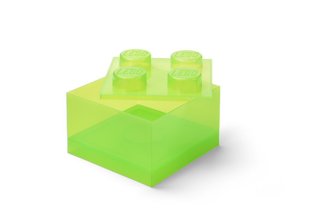 LEGO Storage Brick 4 Top Lid - Translucent Light Green