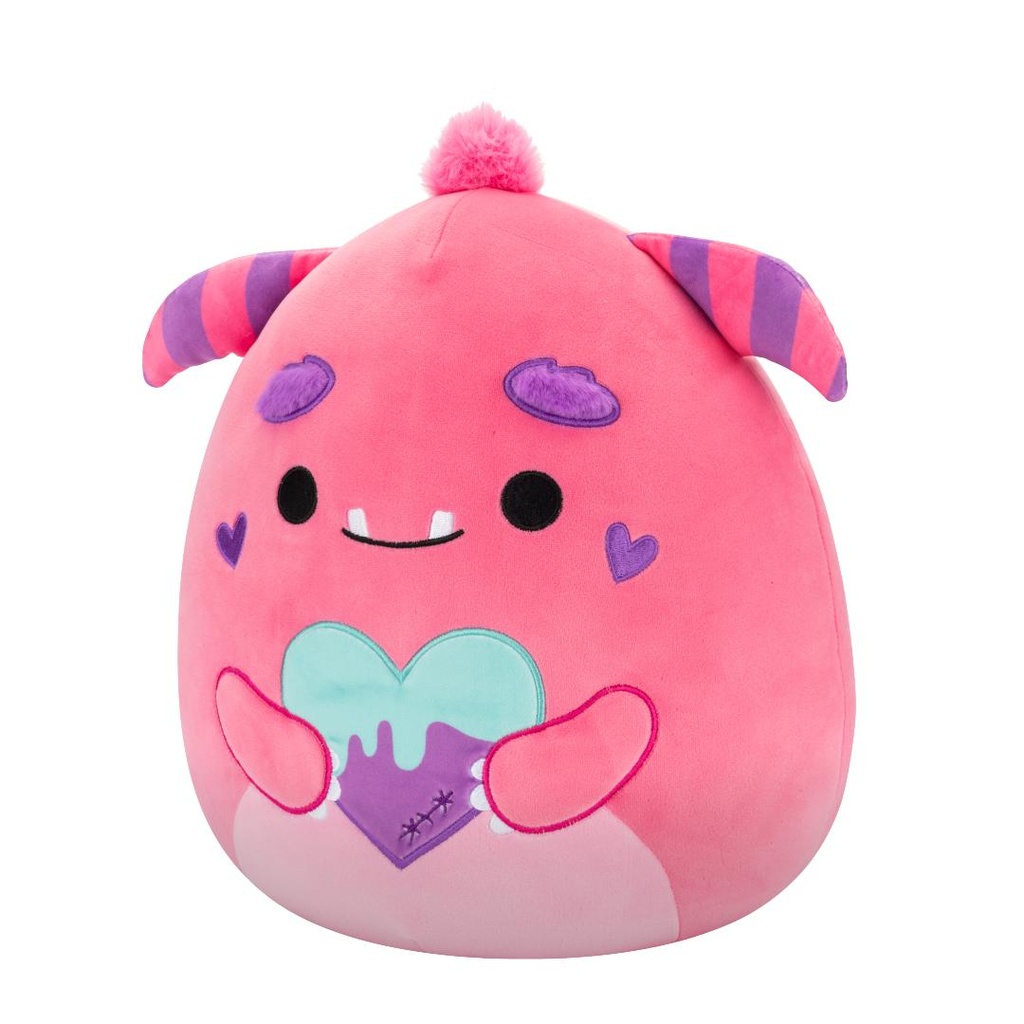 SQUISHMALLOWS Mont the Pink Monster Holding Heart, 30 cm