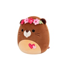 SQUISHMALLOWS Chip the Brown Beaver W/Flower Crown and Hearts