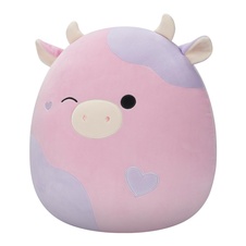 SQUISHMALLOWS Patty the Winking Pink and Purple Cow W/Hearts, 40 cm