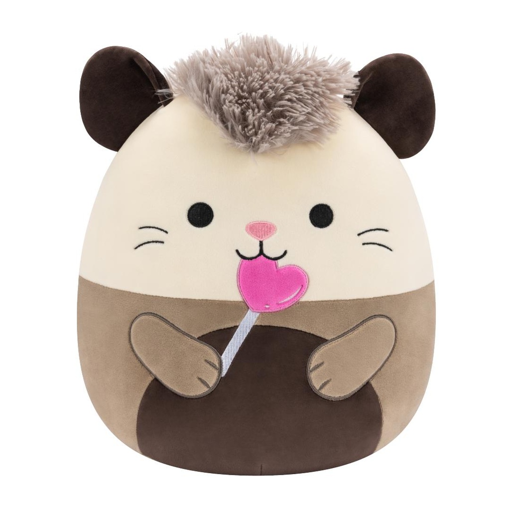 SQUISHMALLOWS Luanne the Grey Opossum Holding Lollipop, 30 cm