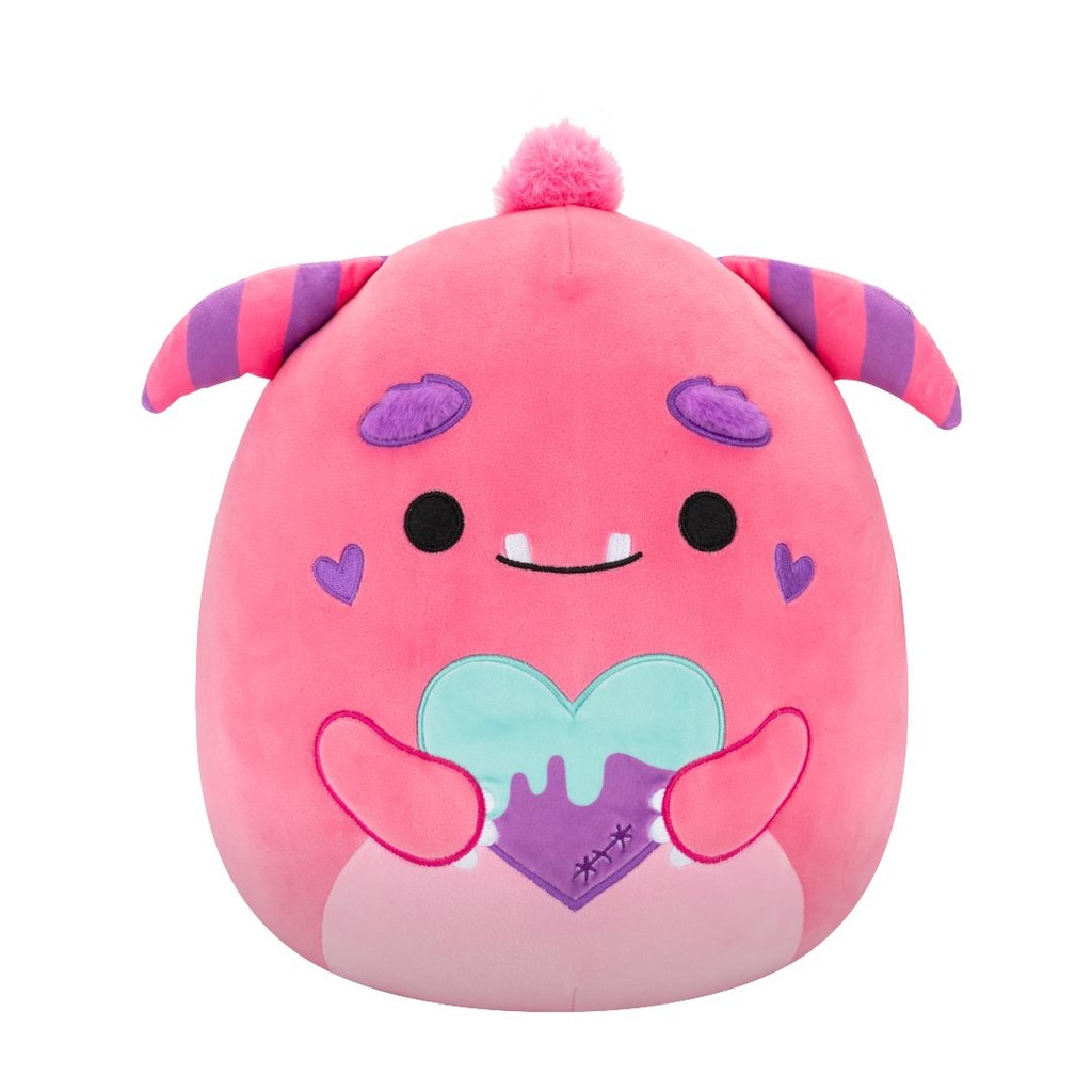 SQUISHMALLOWS Mont the Pink Monster Holding Heart, 30 cm