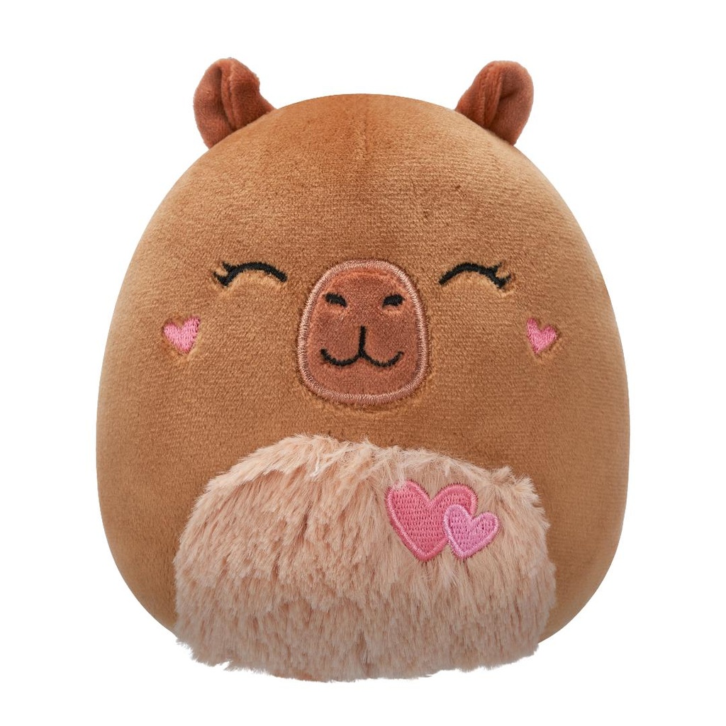 SQUISHMALLOWS Lijjian the Brown Capybara W/Closed Eyes and Hearts