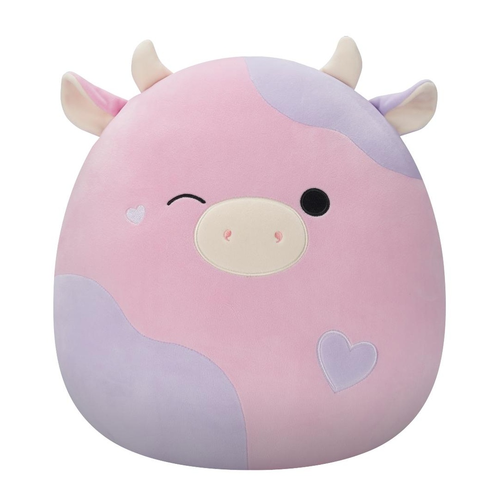 SQUISHMALLOWS Patty the Winking Pink and Purple Cow W/Hearts, 40 cm