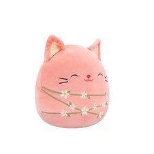 SQUISHMALLOWS Wilka the Peach Cat Wrapped W/Flower Stems