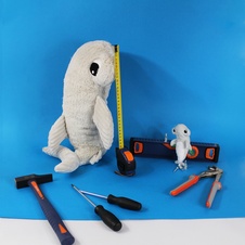 PTIPOTOS Plush hammerhead Clou gray - mother with baby