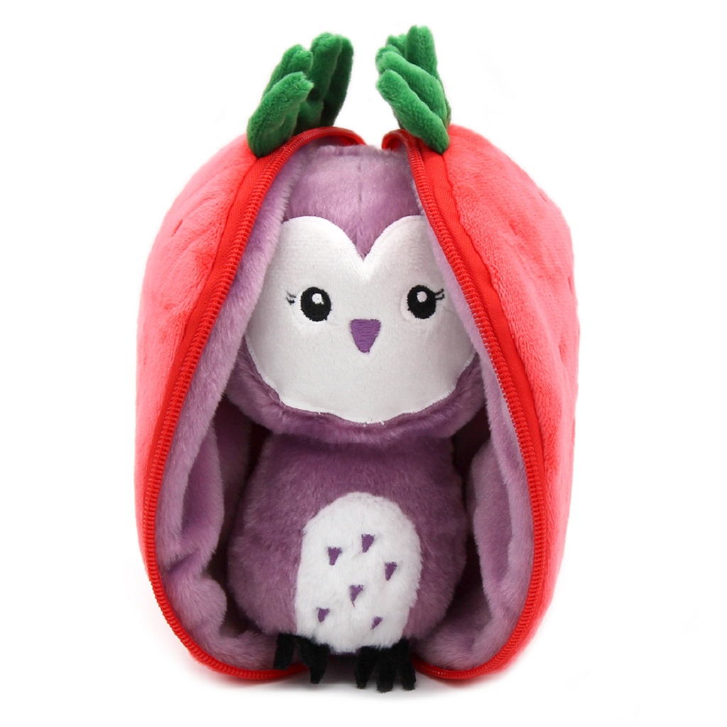 FLIPETZ 2v1 Plyšová sova / jahoda - Violet