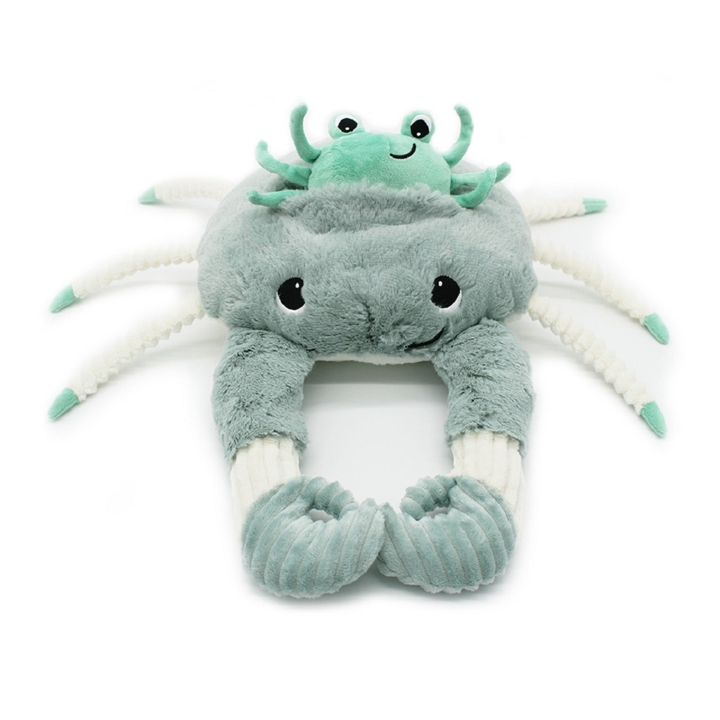 PTIPOTOS Plyšový krab Cassecou mátový - máma s miminkem
