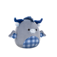 SQUISHMALLOWS Larson the Grey Dragon W/Blue Gingham Belly, 13 cm