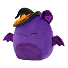SQUISHMALLOWS Blas the Purple Bat W/Purple Fuzzy Belly and Witch Hat
