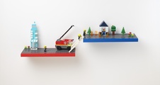LEGO Polička na vystavenie stavebníc - modrá