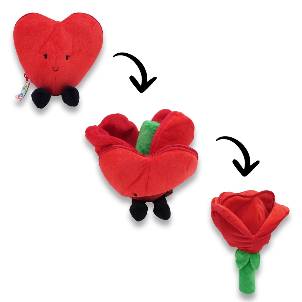 FLIPETZ 2in1 Plush Heart / Rose – Red