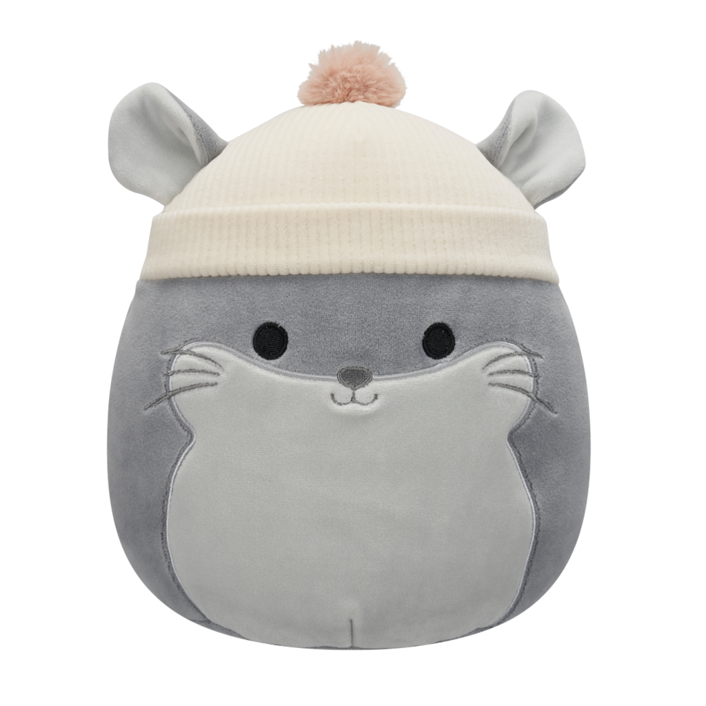 SQUISHMALLOWS Camilo the Grey Chinchilla with Tan Beanie