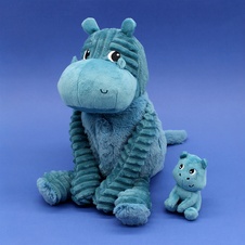 PTIPOTOS Plush hippo Bibou blue - mother with baby