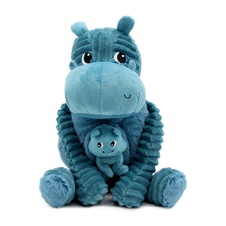 PTIPOTOS Plush hippo Bibou blue - mother with baby
