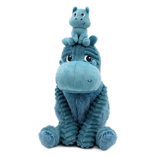 PTIPOTOS Plush hippo Bibou blue - mother with baby