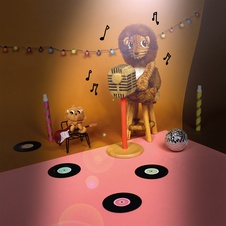 PTIPOTOS Plush lion Graou brown - mother with baby