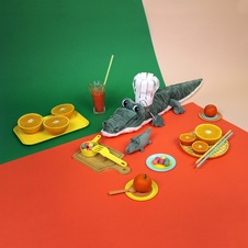 PTIPOTOS Plush crocodile Croketou green - mother with baby