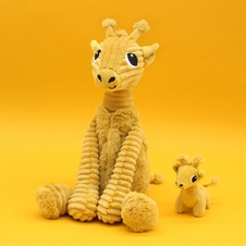 PTIPOTOS Plush girafe Loncou mustard - mother with baby
