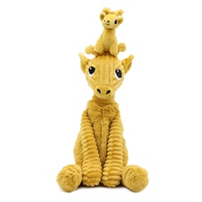 PTIPOTOS Plush girafe Loncou mustard - mother with baby