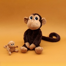 PTIPOTOS Plush monkey Zazou chocolate - mother with baby