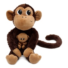 PTIPOTOS Plush monkey Zazou chocolate - mother with baby