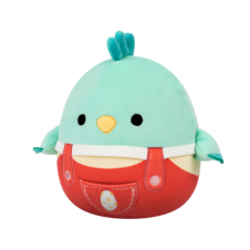 SQUISHMALLOWS Dolores the Teal Rooster In Peach Overalls
