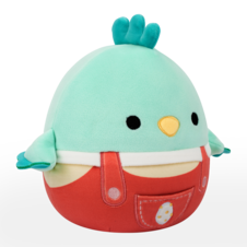 SQUISHMALLOWS Dolores the Teal Rooster In Peach Overalls