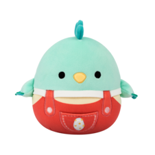 SQUISHMALLOWS Dolores the Teal Rooster In Peach Overalls