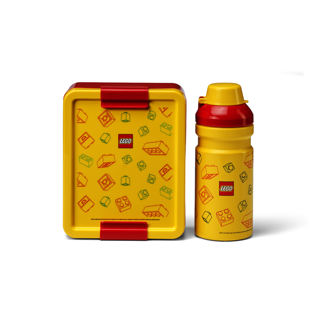 LEGO Brick desiatový set (fľaša a box) - červená/žltá